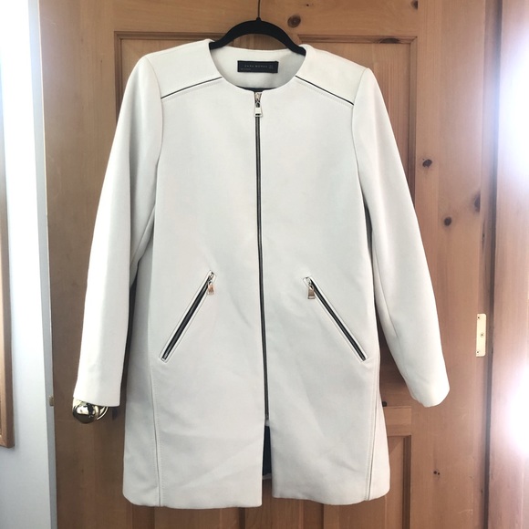 Zara cream duster jacket with zipper detailing - Picture 2 of 7